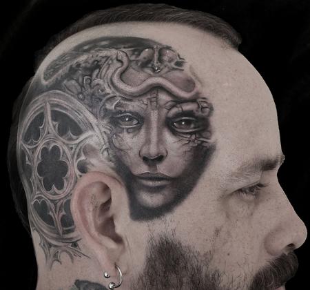 Tattoos - hr giger inspired head piece - 129871